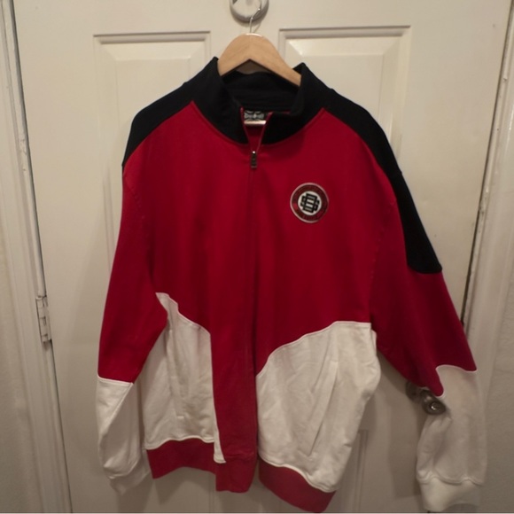 Snoop Dog Red and White Zip-Up Sweater - Picture 2 of 7